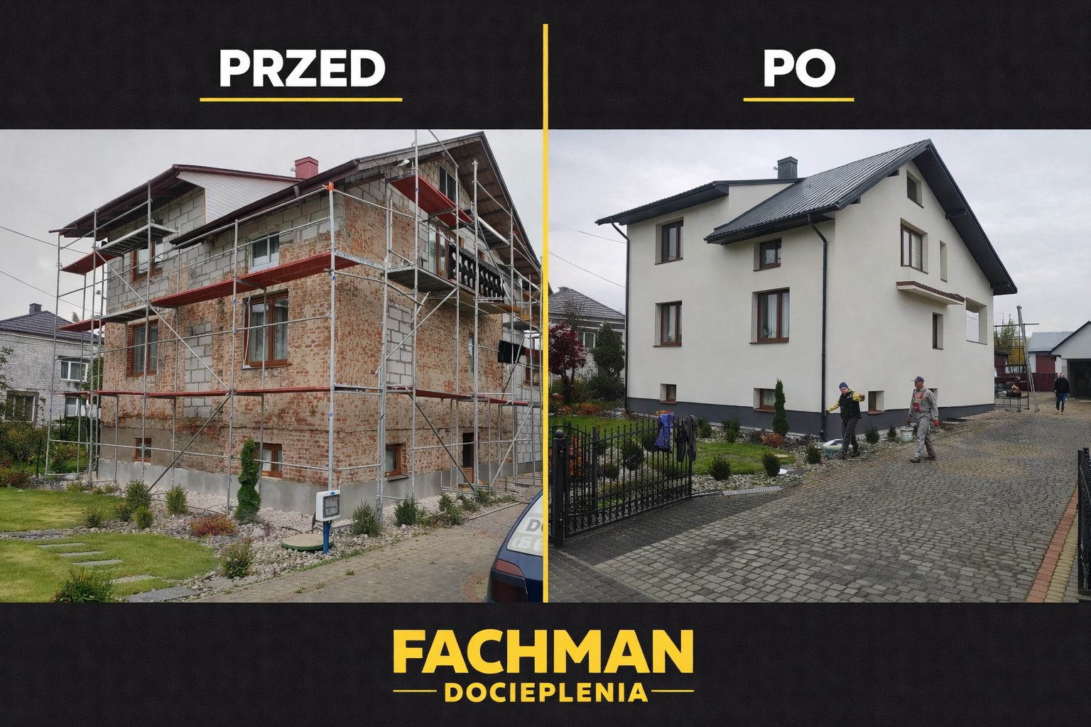 Realizacja docieplenia domu z cegły i kamienia - przed i po